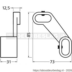 Hermeta 1152 garderobebuis beugel midden Gardelux 1 type 10 en 13 naturel - R20101881 - afbeelding 2