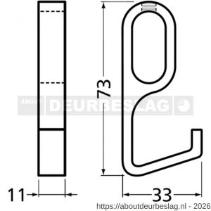 Hermeta 1201 garderobebuis jashaak enkel Gardelux 1 naturel - R20101889 - afbeelding 2