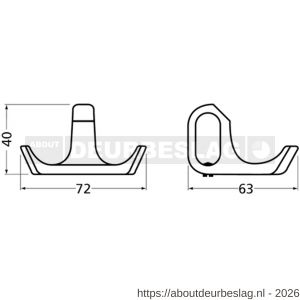 Hermeta 1231 garderobebuis jashaak dubbel Gardelux 1 naturel - R20101892 - afbeelding 2