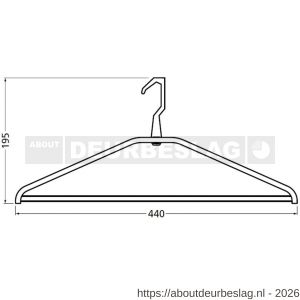 Hermeta 1264 garderobe kledinghanger Gardelux 2 niet uitneembaar mat naturel - R20100641 - afbeelding 2