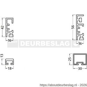 Hermeta 2000 garderobelijst Gardelux 2 42x16 mm L 500 cm mat naturel - R20102122 - afbeelding 2