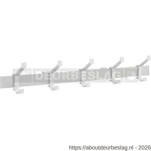 Hermeta 2682 wand garderobe kapstok serie A 5-haaks aluminium winkelverpakking - R20100620 - afbeelding 1