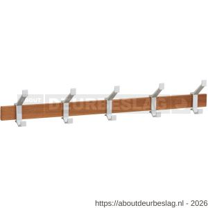 Hermeta 2682 wand garderobe kapstok serie A 5-haaks hout winkelverpakking - R20100621 - afbeelding 1