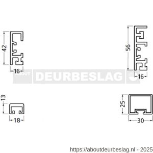 Hermeta 3000 bankprofiel 25x30 mm mat naturel per meter - R20101036 - afbeelding 2