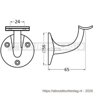 Hermeta 3500 leuninghouder 65 mm holzadel wit EAN sticker - R20100831 - afbeelding 2