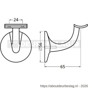 Hermeta 3501 leuninghouder 65 mm holzadel M8 naturel - R20101801 - afbeelding 2
