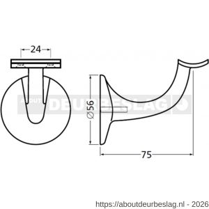 Hermeta 3506 leuninghouder 75 mm holzadel M8 zwart - R20101489 - afbeelding 2