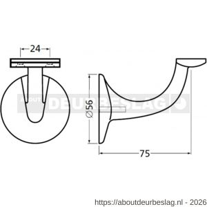Hermeta 3508 leuninghouder 75 mm vlakzadel M8 zwart - R20101706 - afbeelding 2