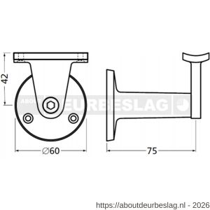 Hermeta 3510 verstelbare samengestelde leuninghouder holzadel opschroevend naturel EAN sticker - R20100867 - afbeelding 2