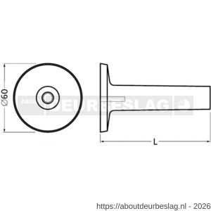Hermeta 3514 leuninghouder rozet met vaste zuil 106 mm naturel EAN sticker - R20100941 - afbeelding 2
