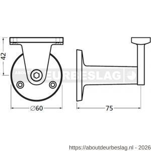 Hermeta 3520 verstelbare samengestelde leuninghouder vlakzadel opschroevend naturel - R20100872 - afbeelding 2