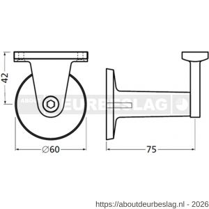 Hermeta 3525 verstelbare samengestelde leuninghouder vlakzadel tapgat nieuw zilver - R20100877 - afbeelding 2