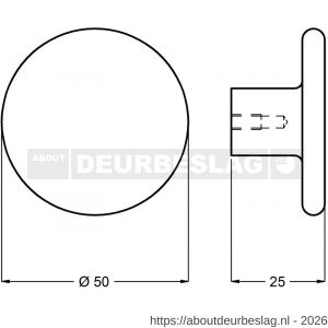 Hermeta 3755 meubelknop rond 50 mm naturel - R20101365 - afbeelding 2