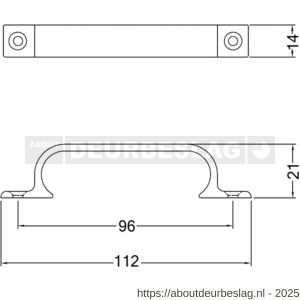 Hermeta 4231 hand- en meubelgreep 96 mm opschroevend naturel EAN sticker - R20101152 - afbeelding 2