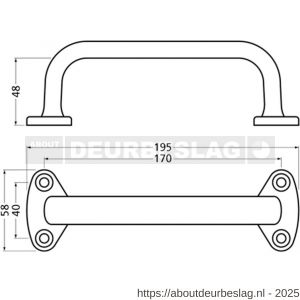 Hermeta 4265 hand- en meubelgreep 195 mm opschroevend wit EAN sticker - R20101934 - afbeelding 2