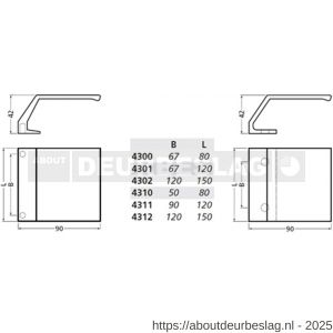 Hermeta 4310 deurduwer 80x90 mm 2x 8,5 mm nieuw zilver EAN sticker - R20100131 - afbeelding 2