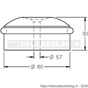 Hermeta 4760 deurbuffer vloer rond 60 mm mat naturel - R20100112 - afbeelding 2