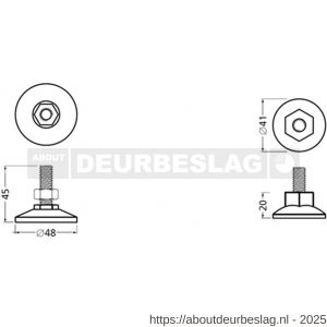 Hermeta 5621 profiel stelvoet M10x50 mm naturel - R20100068 - afbeelding 2