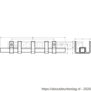 Hermeta GA7293 wand garderobe Gardelux Anna 3 haaks hout-aluminium mat naturel - R20102016 - afbeelding 2
