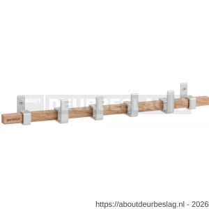 Hermeta GA7444 wand garderobe Gardelux Anna 4 haaks hout-aluminium mat naturel - R20102020 - afbeelding 1