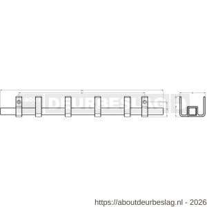 Hermeta GA7444 wand garderobe Gardelux Anna 4 haaks hout-aluminium mat naturel - R20102020 - afbeelding 2