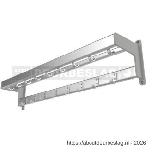 Hermeta GF2V wand garderobe Gardelux Fit 2 aluminium verlenging 1250 mm 21 haken mat naturel-steunen grijs RAL 7035 fijnstructuur - R20102326 - afbeelding 1