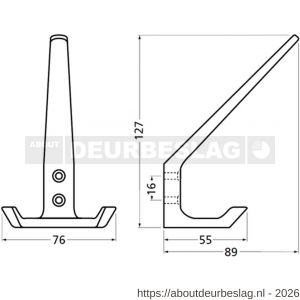 Hermeta 0032 garderobe hoed- en jashaak dubbel naturel - R20101809 - afbeelding 2