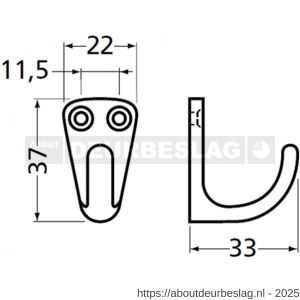 Hermeta 0553 handdoekhaak zwart - R20101537 - afbeelding 1