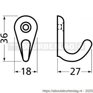 Hermeta 0557 handdoekhaak nikkel gepolijst - R20101811 - afbeelding 1
