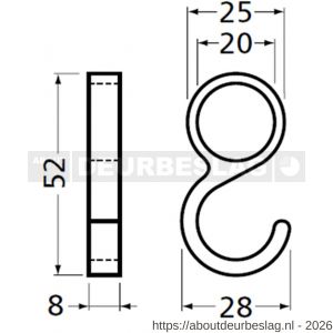 Hermeta 0591 schuifhaak voor ronde garderobebuis D=19 mm naturel - R20100393 - afbeelding 2