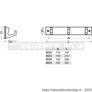Hermeta 0653 handdoekrek 3 haaks wit EAN sticker - R20100691 - afbeelding 2