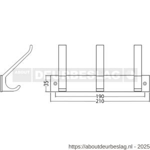 hermeta 0683 handdoekrek kapstok 3x haak nummer 880 naturel - R20100717 - afbeelding 2