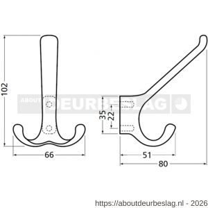 Hermeta 0820 garderobe hoed- en jashaak dubbel naturel - R20100725 - afbeelding 2