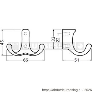 Hermeta 0830 garderobe jashaak dubbel nieuw zilver - R20100774 - afbeelding 2