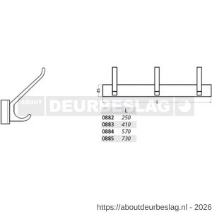 Hermeta 0882 garderobe kapstok 2x haak nummer 880 naturel - R20100610 - afbeelding 2