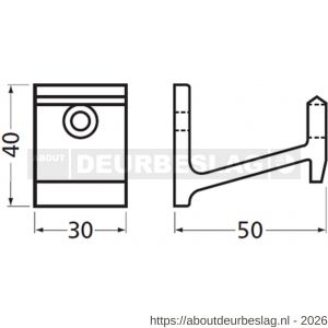 Hermeta 2660 garderobebuis wandsteun voor lijst 2650 mat naturel - R20100540 - afbeelding 2