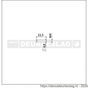 Ami deurbeslag patentbouthuls messing vernikkeld M4x22,5 mm zonder zaagsnede set 10 stuks - R10900197 - afbeelding 2