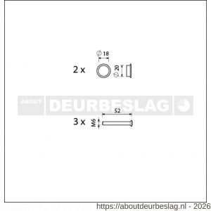 Ami veiligheidsbeslag bevestigingsset VHB veiligheidsschilden 3x schroef M6x53 mm RVS en 2x nylon ring deurdikte 38-42 mm - R10901670 - afbeelding 2