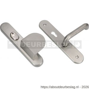 Ami VHB 250/15 KT senioren veiligheidslangschild SKG*** kerntrekbeveiliging Archi Design ovaal omkeer VHB 250/50/1 kerntrek KT 72 omkeer deurduwer 90/83 rechts en deurkruk 356 Irox deurdikte 38-42 mm - R10901125 - afbeelding 2