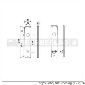 Ami 218/3 RH langschild aluminium rondhoek toilet- en badkamersluiting WC 218/3 RH 8x110 mm F2 - R10900669 - afbeelding 2