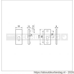 Ami VHB 115/50 veiligheidsrozet SKG*** VHB rozet 115/50 profielcilinder PC F1 deurdikte 38-42 mm - R10901524 - afbeelding 2