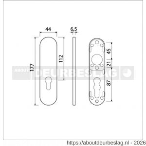 Ami 177/1 Klik kortschild aluminium zonder krukgat profielcilinder PC 55 F1 - R10900531 - afbeelding 2