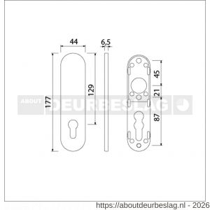 Ami 177/1 Klik kortschild aluminium zonder krukgat profielcilinder PC 72 F1 - R10900532 - afbeelding 2