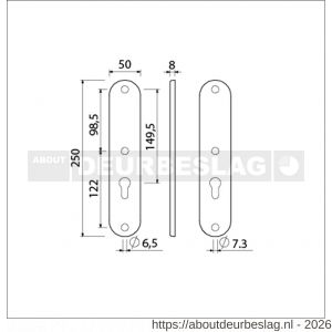 Ami 250/50/8/1 langschild aluminium zonder krukgat profielcilinder PC 72 F1 R6,5/R7,3 - R10900677 - afbeelding 2