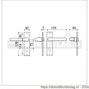 Ami KS 178/43-386 kruk-kruk garnituur deurkruk 386 Rota kortschild 178/43 profielcilinder PC 72 F1 deurdikte 38-42 mm - R10900114 - afbeelding 2