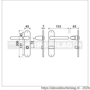 Ami 200/1/7-386 kruk-kruk garnituur deurkruk 386 Rota langschild 200/1/7 toilet- en badkamersluiting WC 8/72 Irox Archi Design deurdikte 38-42 mm - R10900105 - afbeelding 2