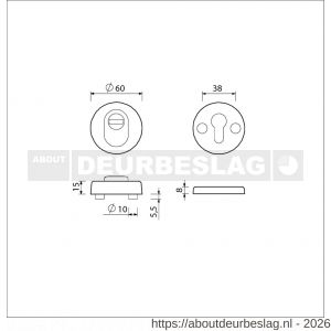 Ami VHB rond rozet KT veiligheidsrozet SKG*** VHB rozet rond 15 mm KT F1 deurdikte 53-57 mm - R10901549 - afbeelding 2