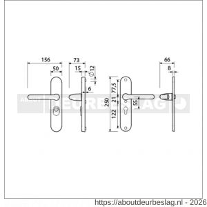 Ami VHB 250/15-386 KT veiligheids Rotaveer kruk-kruk langschildgarnituur SKG*** kerntrekbeveiliging ovaal VHB 386 Rota 250/50/15 kerntrek KT 55 en profielcilinder PC 55 F1 deurdikte 38-42 mm - R10901206 - afbeelding 2