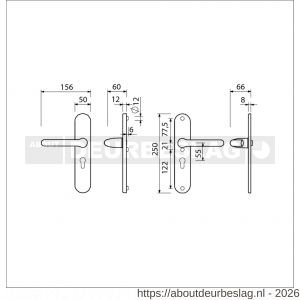 Ami VHB 250/50/1-386 veiligheids Rotaveer kruk-kruk langschildgarnituur SKG*** ovaal VHB 386 Rota 250/50/1 profielcilinder PC 55 F1 deurdikte 53-57 mm mm - R10901223 - afbeelding 2
