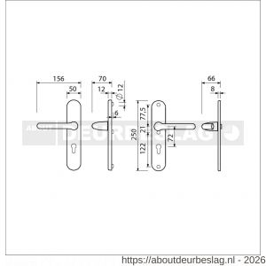 Ami VHB 250/50/1-386 veiligheids Rotaveer kruk-kruk langschildgarnituur SKG*** ovaal VHB 386 Rota 250/50/1 profielcilinder PC 72 F1 deurdikte 53-57 mm - R10901225 - afbeelding 2